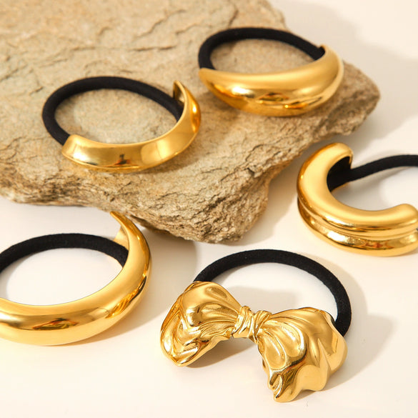 Hair Ring Hair Accessories Stainless Steel Curved Bow Electroplated