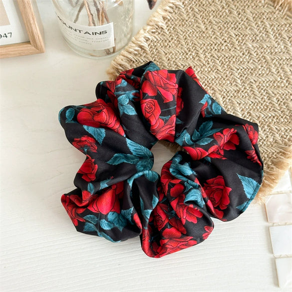 Hair Ring Hair Rope Hair Strap Cloth Rose Print Handmade