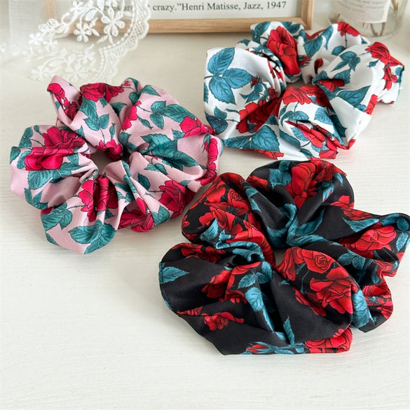 Hair Ring Hair Rope Hair Strap Cloth Rose Print Handmade