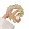 Hair Ring Hair Rope Headdress Mixed Material Geometric Handmade Pearl Hollow Water Drill High Elastic