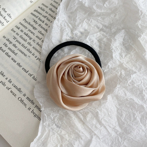 Hair Ring Headwear Satin Cloth Handmade French Sweet Style Rose Design