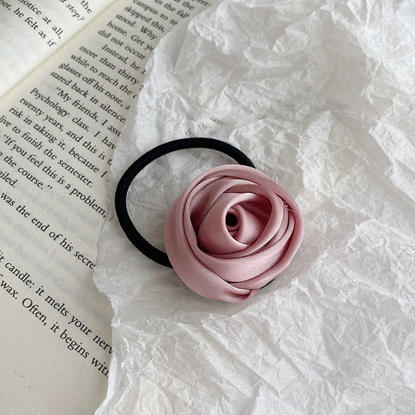 Hair Ring Headwear Satin Cloth Handmade French Sweet Style Rose Design