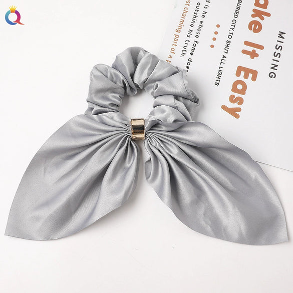 Hair Ring Knotted Rabbit Ear Streamer Metal Buckle Fabric Handmade