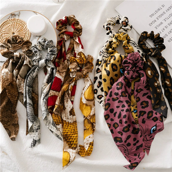 Hair Ring Leopard Snake Ribbon Cloth Pure Handmade Women's Hair Accessories