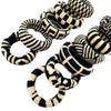 Hair Ring Nylon Bold Style Black And White Chess Pattern Knitting