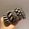 Hair Ring Nylon Bold Style Black And White Chess Pattern Knitting