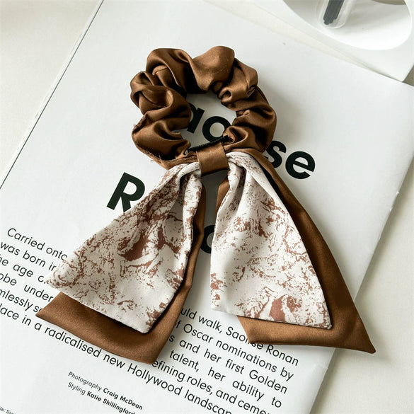 Hair Ring Ribbon Satin Fabric Handmade Printed For Women