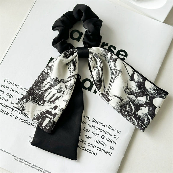 Hair Ring Ribbon Satin Fabric Handmade Printed For Women