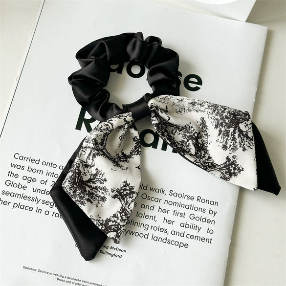 Hair Ring Ribbon Satin Fabric Handmade Printed For Women