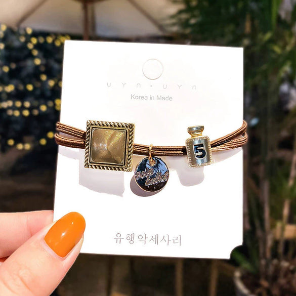 Hair Rope Dualpurpose Hair Ring Cloth Leather Tendon Handmade Retro Style