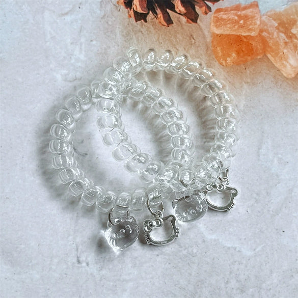 Hair Rope Hair Accessories Handmade Mixed Materials Summer New Ice Transparent White Cat Style High Elasticity