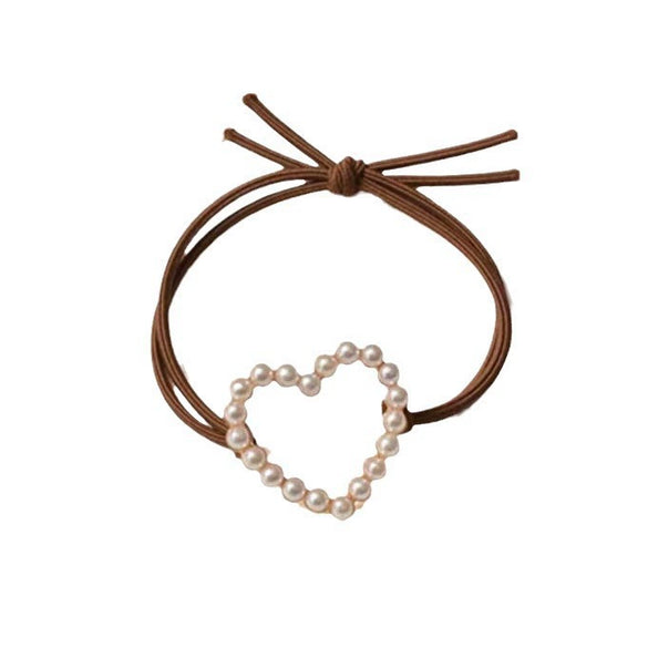 Hair Rope Hair Ring Headwear Nylon Handmade For Adult Female With Pearl Love Style And High Elasticity