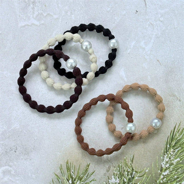 Hair Rope Headwear For Female Pearl Bean Style Mixed Materials Handmade