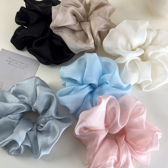 Hair Rope Oversized Mesh Knitted Geometric Style Organza Rubber Tendon
