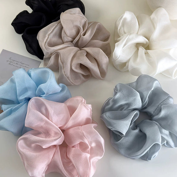 Hair Rope Oversized Mesh Knitted Geometric Style Organza Rubber Tendon