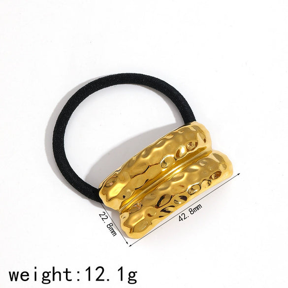 Hair Rope Stainless Steel Geometric Arc Hammer Pattern Electroplated Women's Fashion Hair Accessories