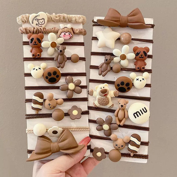 Hair Rope Wool High Elasticity Handmade Cartoon Letters Numbers Text Bow