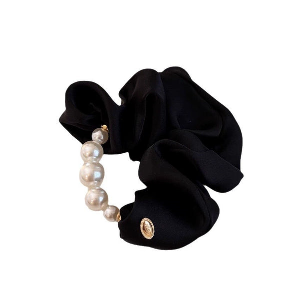 Hair Strap Rubber Fabric Handmade High Elasticity Natural Style Pearl Large Intestine Hair Ring