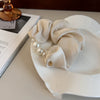 Hair Strap Rubber Fabric Handmade High Elasticity Natural Style Pearl Large Intestine Hair Ring