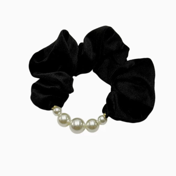 Hair Strap Rubber Fabric Handmade High Elasticity Natural Style Pearl Large Intestine Hair Ring