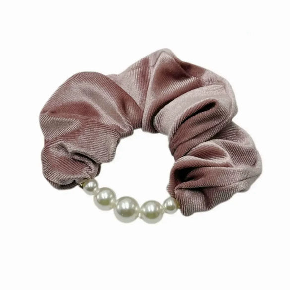Hair Strap Rubber Fabric Handmade High Elasticity Natural Style Pearl Large Intestine Hair Ring