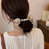 Hair Strap Rubber Fabric Handmade High Elasticity Natural Style Pearl Large Intestine Hair Ring