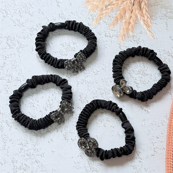 Hair Tie Bow High Elasticity Mixed Materials Handmade Retro Hair Accessory