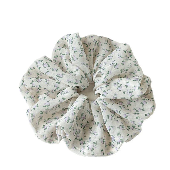 Hair Tie Chiffon Fabric Fresh Floral Handmade For Women
