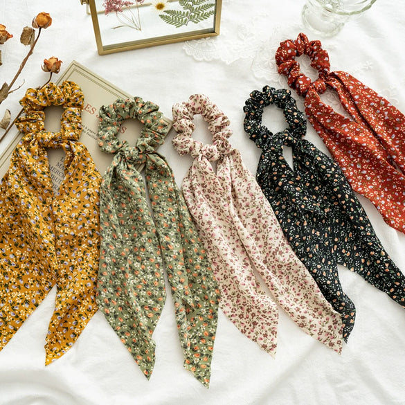 Hair Tie Cloth Horsetail Floral Ribbon Large Bowel Ring Style Headwear Seiko Craft
