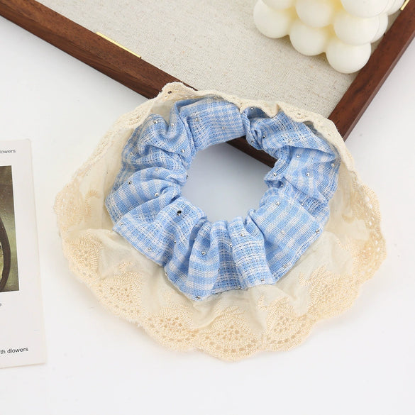 Hair Tie Flannel Handmade Large Intestine Shape Striped Polka Dot High Elasticity