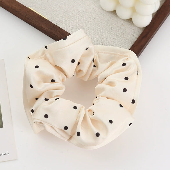 Hair Tie Flannel Handmade Large Intestine Shape Striped Polka Dot High Elasticity
