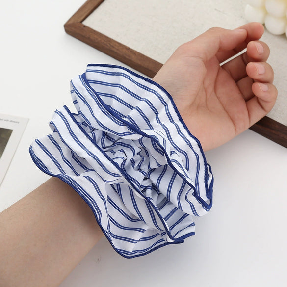 Hair Tie Flannel Handmade Large Intestine Shape Striped Polka Dot High Elasticity