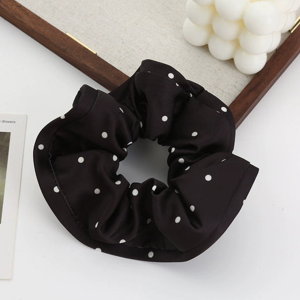 Hair Tie Flannel Handmade Large Intestine Shape Striped Polka Dot High Elasticity