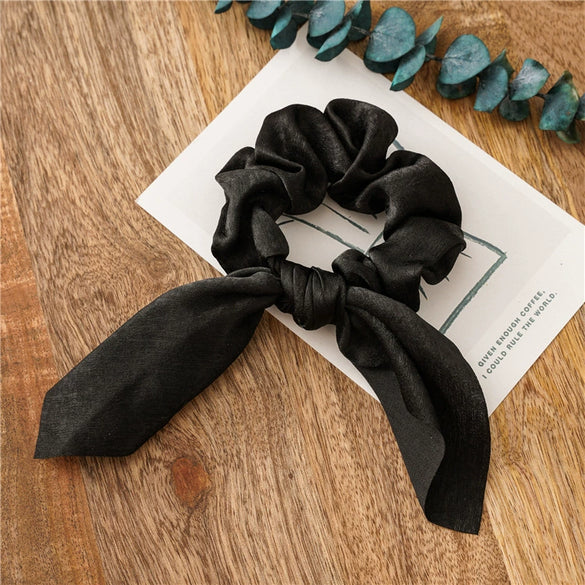 Hair Tie Headband Headdress Cloth Simple Solid Color Knotted Rabbit Ears Tassels Seiko