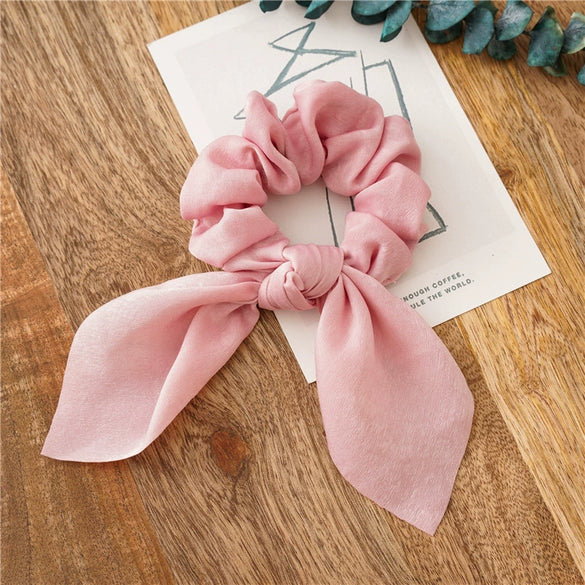 Hair Tie Headband Headdress Cloth Simple Solid Color Knotted Rabbit Ears Tassels Seiko