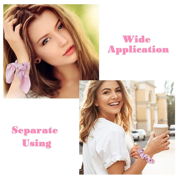 Hair Tie Headband Headdress Cloth Simple Solid Color Knotted Rabbit Ears Tassels Seiko