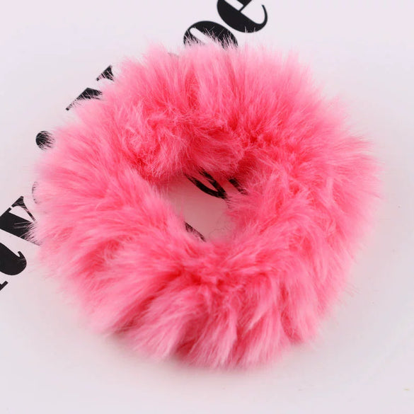 Hair Tie Headwear Imitation Rabbit Hair Solid Color Plush Fur Ball Handmade