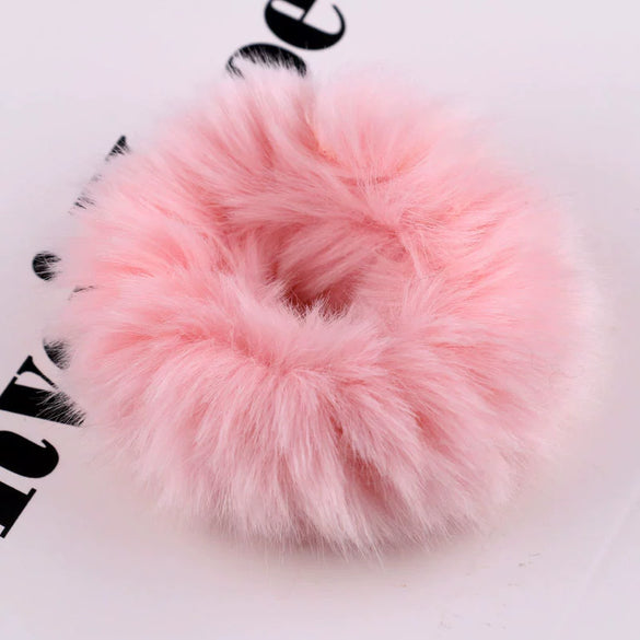Hair Tie Headwear Imitation Rabbit Hair Solid Color Plush Fur Ball Handmade
