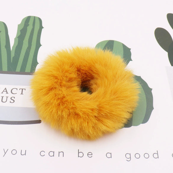 Hair Tie Headwear Imitation Rabbit Hair Solid Color Plush Fur Ball Handmade