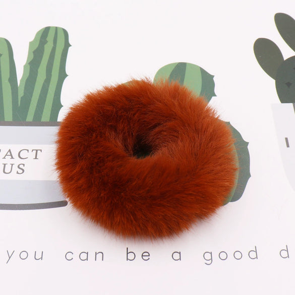 Hair Tie Headwear Imitation Rabbit Hair Solid Color Plush Fur Ball Handmade