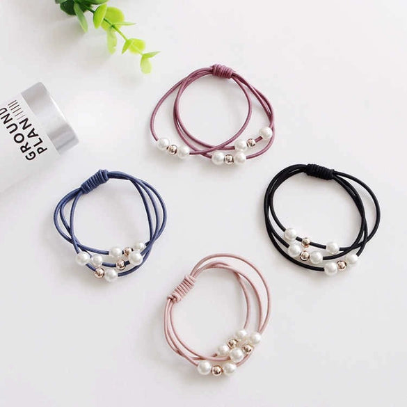 Hair Tie Pearl Hairband Elastic Band Mixed Material Handmade Simple Hair Accessory For Women