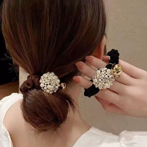 Hair Tie Pearl Handmade Camellia Flower Style For Women