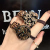 Hair Tie Rubber Band Rhinestone Handmade Leopard Print High Elastic Women's Hair Accessories
