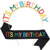 Hairband And Crown Set For Girls Birthday Zinc Alloy And Glitter Cloth Electroplated And Hot Stamped Characters
