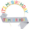 Hairband And Crown Set For Girls Birthday Zinc Alloy And Glitter Cloth Electroplated And Hot Stamped Characters