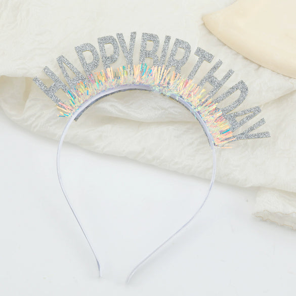 Hairband Gold Powder Cut Unisex Birthday Letters Numbers Text Hair Accessories