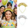 Hairband Gold Powder Cut Unisex Birthday Letters Numbers Text Hair Accessories
