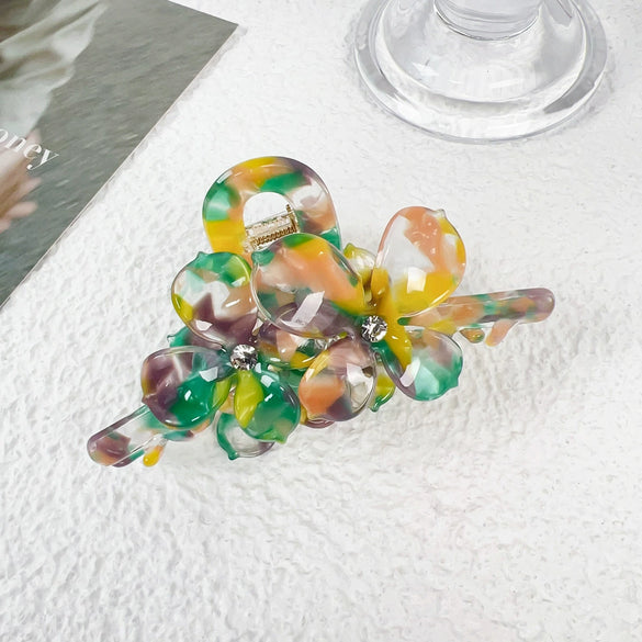 Hairpin Acetic Acid Material Diamond Decoration Sweet Style Flower Design For Women