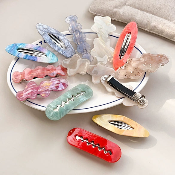 Hairpin Acrylic Color Wave Handmade Spring Clip Retro Style For Women