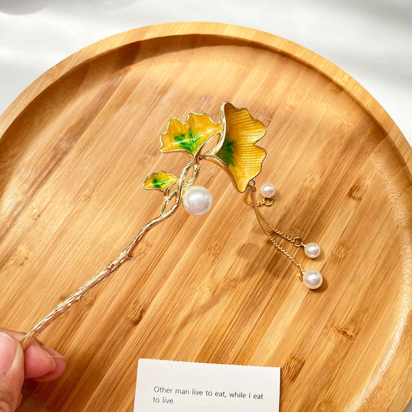 Hairpin Alloy Ginkgo Biloba Handmade Ancient Style